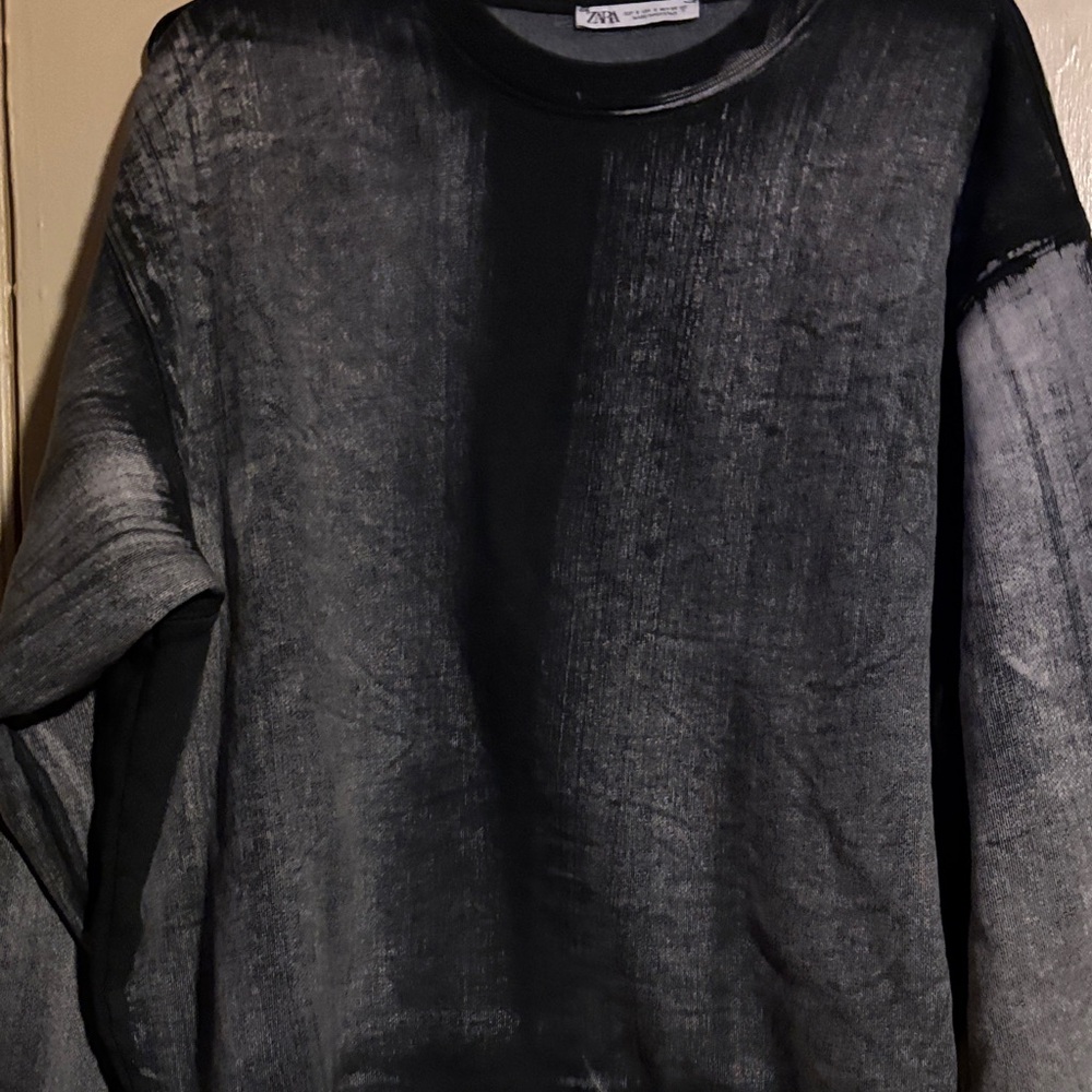 Zara womens sz small oversized gray/black sweatshirt brand new